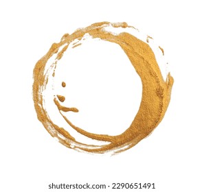 Gold bronze glitter brushstroke painting circle blot smear. Abstract glow shine stain on white background. - Shutterstock ID 2290651491
