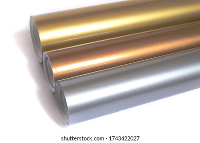 Gold, bronze and silver vinyl rolls