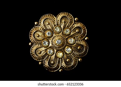Gold Brooch With Stones