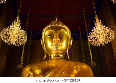 The Gold Buddha Statue (Sam Po Kong) Stands At Wat Kanlayanamit, Bangkok, Thailand