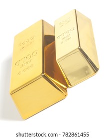 Gold bullion on a white background