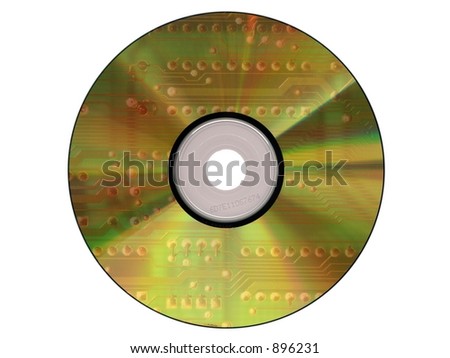 Gold Cdrom with a electronic scheme reflection