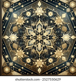 Celestial Winter Gold Pattern Shining Stars AI-generated image ...