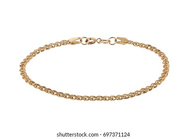 Gold Chain Jewelry Bracelet Isolated On White Background