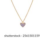 Gold chain necklace featuring a heart-shaped pendant made of lavender-colored stone, perfect for adding a touch of elegance and romance to any outfit or occasion.