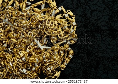 Gold chains group on background