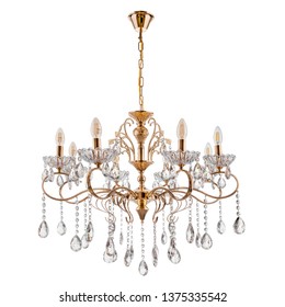 Gold Chandelier On A White Background 