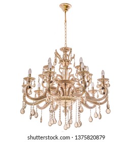 Gold chandelier on a white background 