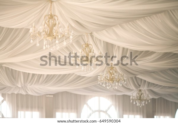 Gold Chandeliers On Tents Ceiling Wedding Stock Photo Edit Now