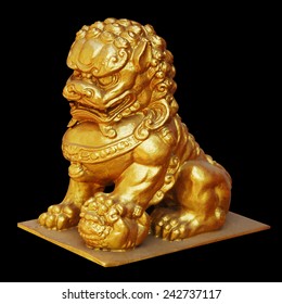 Gold Chinese Lion Statue