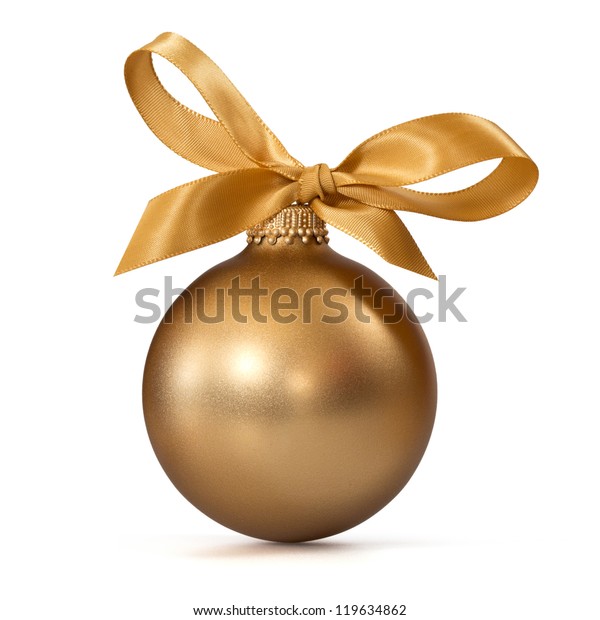 Gold Christmas Ball Ribbon Stock Photo (Edit Now) 119634862