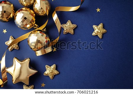 gold christmas ornaments on navy blue background seasonal decoration - Navy And Gold Christmas Decorations gold christmas ornaments on navy blue background seasonal decoration - Navy And Gold Christmas Decorations