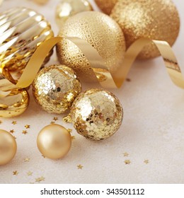 Gold Christmas Ornaments, Seasonal Decoration