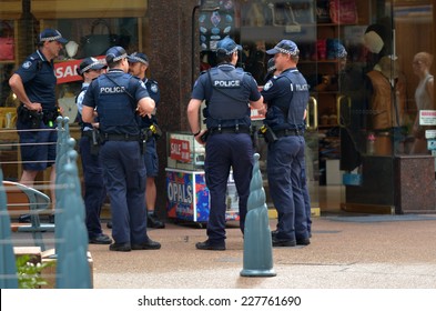 GOLD COAST, AUS - NOV 02 2014:Police Officers Patrols In Surfers Paradise. Gold Coast Police On High Terror Alert Warned To Be Hyper Vigilant And Patrol Local Mosques And Critical Infrastructure Sites