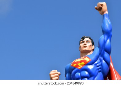 GOLD COAST, AUS - NOV 20 2014:Superman.He's a comic book superhero published by DC Comics.He is an American cultural icon and has been labeled as the greatest comic book hero of all time by IGN