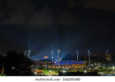 GOLD COAST, AUSTRALIA - APRIL 04, 2018:  Metricon Stadium Where Opening Ceremony Of The XXI Commonwealth Games Took Place