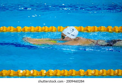 GOLD COAST, AUSTRALIA - APRIL 05, 2018: Athlete Swimming During 2018 Gold Coast Commonwealth Games At Gold Coast Aquatic Centre.