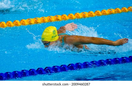 GOLD COAST, AUSTRALIA - APRIL 05, 2018: Athlete Swimming During 2018 Gold Coast Commonwealth Games At Gold Coast Aquatic Centre.