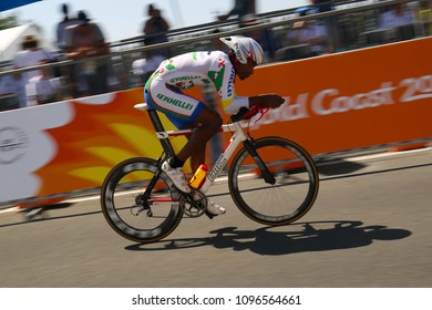 GOLD COAST, AUSTRALIA - APRIL 10: Christopher GERRY (SEY) sprints from the start in the Men's Individual Cycling Time Trial on April 10th 2018