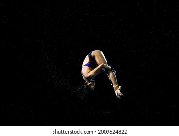 GOLD COAST, AUSTRALIA - APRIL 12, 2018: Pandelela Rinong Pamg of Malaysia competes in the Women's 10m Platform Diving Final of the Gold Coast 2018 Commonwealth Games at Gold Coast Aquatic Centre.