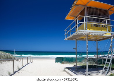 Gold Coast Beach With Lifeguard Tower, Australia