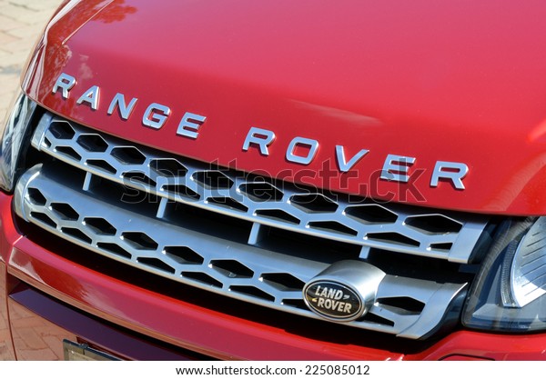 GOLD COAST - OCT 19 2014:Range Rover Sport car\
front view.The Range Rover Sport is a Land Rover mid-size luxury\
sport utility vehicle (SUV) produced in the United Kingdom by\
Jaguar Land Rover.