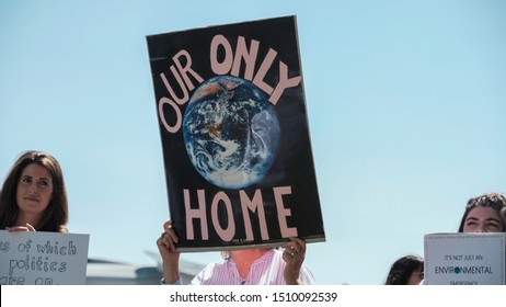 Gold Coast, QLD / Australia - September 20, 2019 :  Youth Protesters And All Ages People Joining Global Climate Strike,  School Strike 4 Climate  For Political Action On Urgent Climate Change