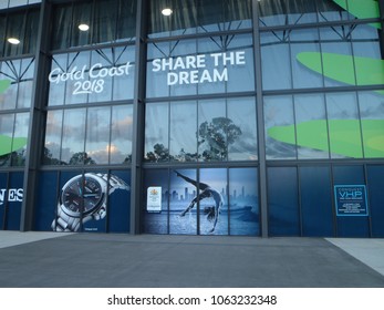 Gold Coast, QLD/Australia - 04 04 2018: The building front of the gymnastics venue for the 2018 Commonwealth games Gold Coast Australia
