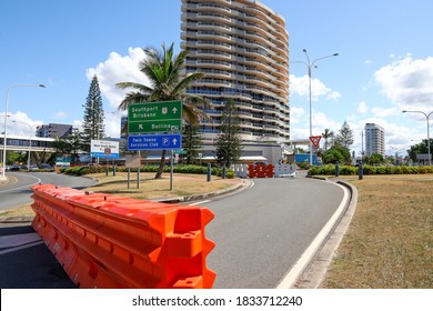 Gold Coast, Queensland / Australia 10 11 2020: Borders closed between Queensland and New South Wales in Australia