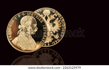 gold coin four Austrian ducats. Austrian gold ducat depicting Kaiser Franz-Josef. Investing in gold, bullion coins [[stock_photo]] © 