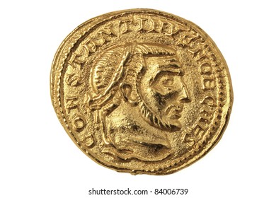 Gold coin of Roman Emperor Constantine I, 306-337 AD.