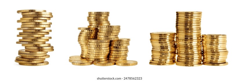 gold coin stack isolated on white