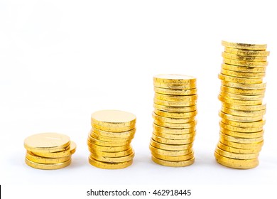 Gold Coin Stack Isolated On White Background
