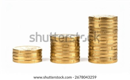 gold coin stack isolated on white background