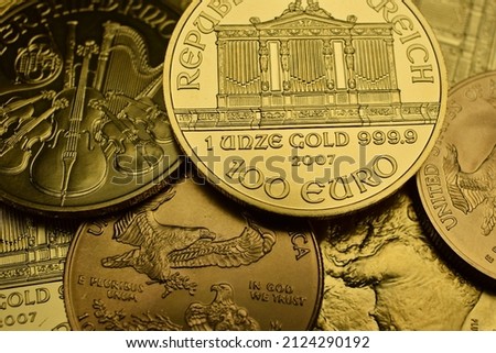 Gold Coin Wiener Philharmoniker 1 oz, American Eagle, American Buffalo