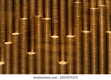gold coins background, wealth and bank concept - Shutterstock ID 2357075273