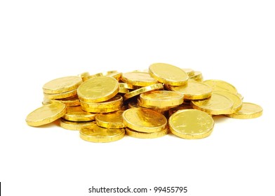 Gold coins of one euro, isolated on white - Powered by Shutterstock