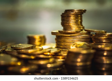 Gold Coins Stacks Representing Riches Wealth Stock Photo 1583129650 ...