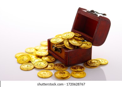 Gold coins and treasure chest