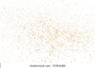 Gold Color Glitter Scattered On White Background