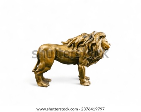 gold color lion miniature animal on white background
