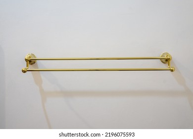 Gold Colored Double Towel Bar. Wall Mounted Towel Bar.