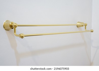 Gold Colored Double Towel Bar. Wall Mounted Towel Bar.