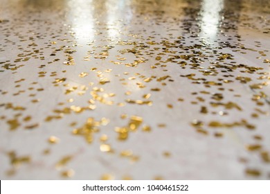 The Gold Confetti On The Floor. Background