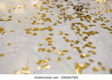 The Gold Confetti On The Floor. Background