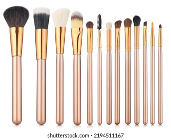 Gold Cosmetics Brush Set Isolated On Stock Photo 2194511167 