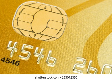 Gold Credit Card With Micro Chip Selective Focus