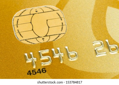 Gold Credit Card With Micro Chip Selective Focus