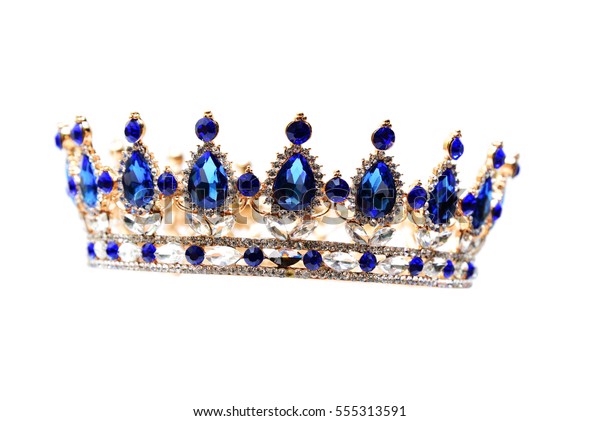 Gold Crown Blue Jewel Precious Stones Stock Photo (Edit Now) 555313591