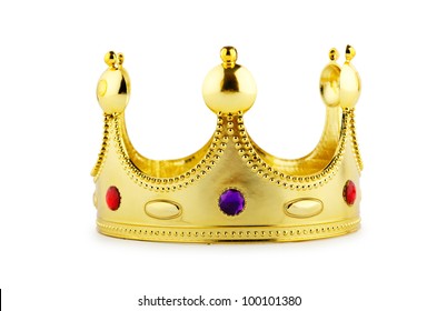 Gold Crown Isolated On The White